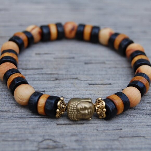 Buddha Bracelet,Wooden Bracelet,Buddha Wood Bracelet - Picture 2 of 2